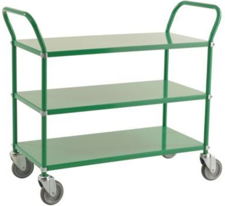 Kongamek Etagenwagen mit 3 Böden 900x440mm in Grün ohne Bremse
