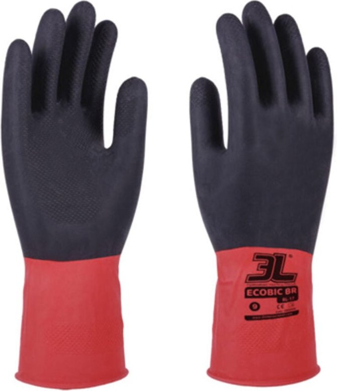 Pack. 12 Ecobic br beflockte Latexhandschuhe groß T.9 3L