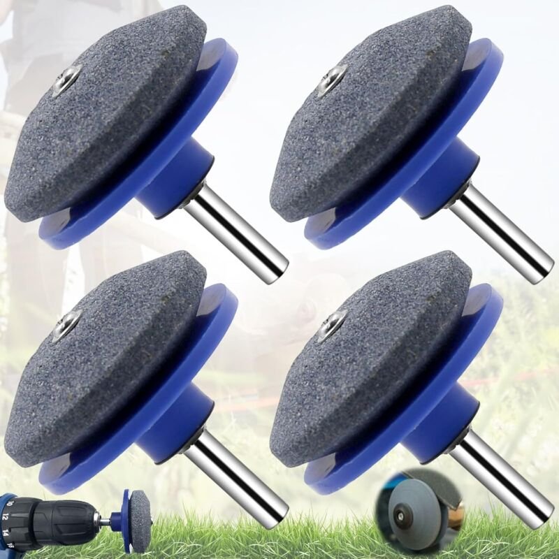 4 Stück Universal-Rasenmäher-Klingenschärfer, Rasenmäher-Schärfer, Rasenmäher-Zubehör zum Schleifen und Auswuchten von R...