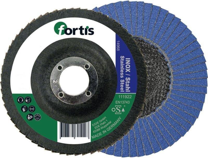 FP - Fächerschleifsch.Inox/Sta 125mm K80 gewölbt fortis