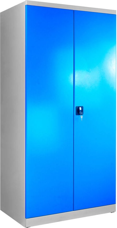 Flügeltürenschrank, grau, ral 7035, Höhe: 1950mm, Breite: 950mm Front:RAL 5012, Tiefe: 600 - ADB