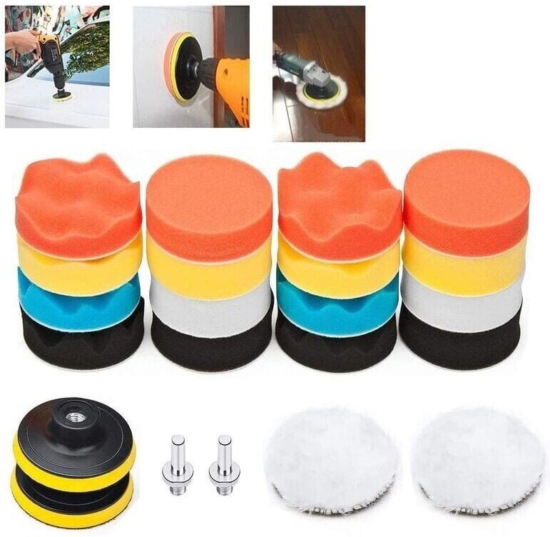 Polierschwamm 22-teiliger Autopolierschwamm mit Adaptersatz zum Polieren von 3-Zoll-Autos