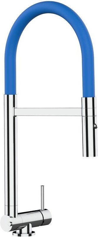 Thumbnail - Unterfenster Wasserhahn Vorfenster Umklappbar 4,5 cm Verchromt Kuechenarmatur mit Blau 360 schwenkbarem Auslauf und abne...