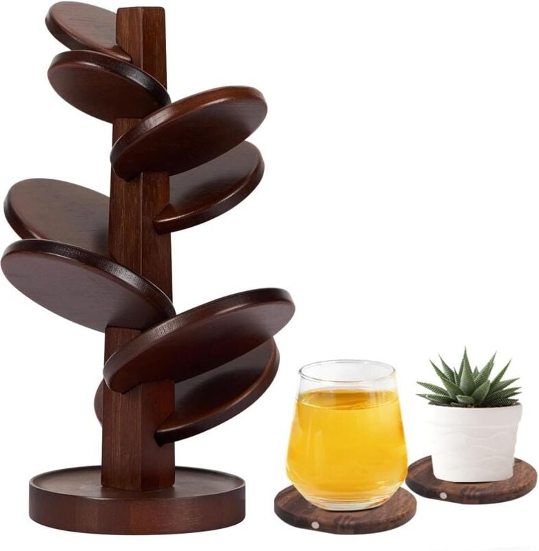 Untersetzer aus Holz, faltbarer Untersetzer für warme Gerichte, Teekannen, warme Gerichte, Restaurants (rund)