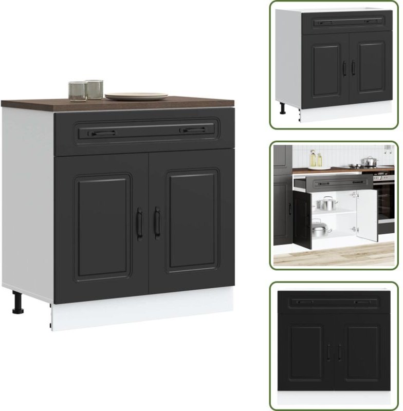 Küchenunterschrank Kalmar Schwarz Holzwerkstoff - Küchenunterschrank - Küchenunterschränke - Spülenunterschrank - Unters...