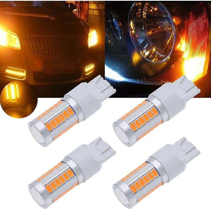 Woosien - 7443, T20-LED-Lampen, bernsteingelb, 900 Super-Blinker, Licht, Bremse, Stopp, Parklicht, Rückfahrscheinwerfer