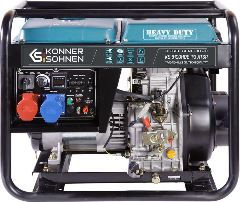 Könner&söhnen - Diesel Stromerzeuger Notstromaggregat 4-Takt 6,5kW 14 ps k&s ks 8100HDE-1/3 atsr