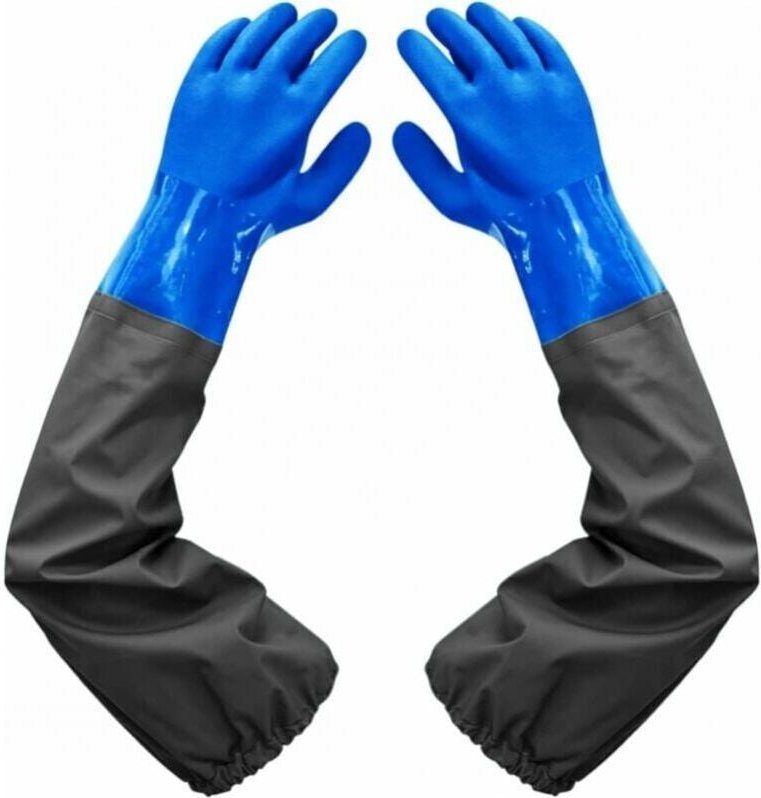 Wasserdichte, mattierte Handschuhe – Teichreinigungshandschuhe, 26 Zoll beflocktes Futter, elastische Bündchen, für die ...