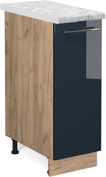 Vicco - Küchenschränke Fame-Line, Dunkelblau Hochglanz, 30 cm , ap Marmor