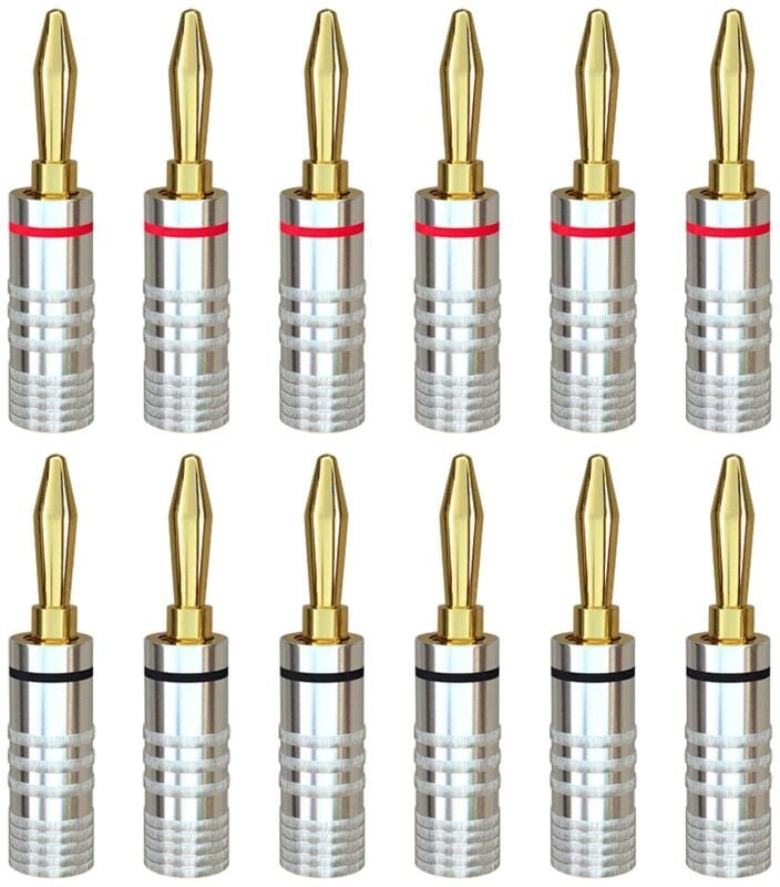 Dolaso - Bananenstecker, 6 Paar, 24 Karat vergoldet, Schraubverschluss, Audio-Lautsprecheranschlüsse für Lautsprecherkab...