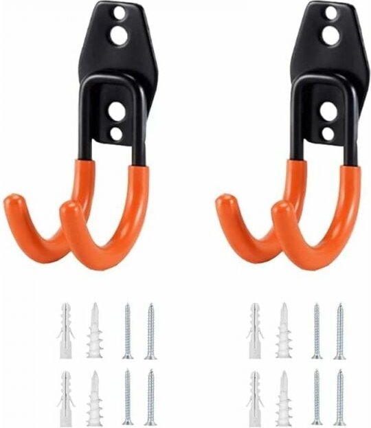 Thumbnail - Cyslmuk - Orange) Garagenhaken, 2 Stück, Garagen-Wandhaken, Werkzeughaken, Werkzeughalter, Wand, Garten-Werkzeughalter m...