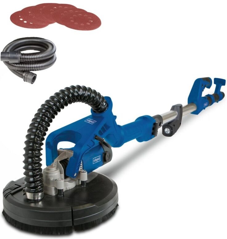 Scheppach - Wand & Deckenschleifer DS920 Trockenschleifer 710 w ø 225 mm bis 90° neigbarer Kopf teleskopierbar inkl. 6 S...