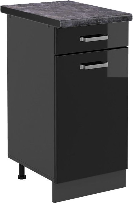 Vicco - Küchenunterschrank R-Line, Schwarz Hochglanz, 40 cm , ap Anthrazit