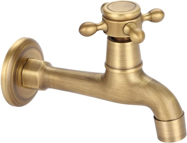 Jeffergarden - Vintage-Wasserhahn, Wandmontage-Wasserhahn, Vintage-Einzelhahn aus massivem Messing zur Wandmontage, Kalt...