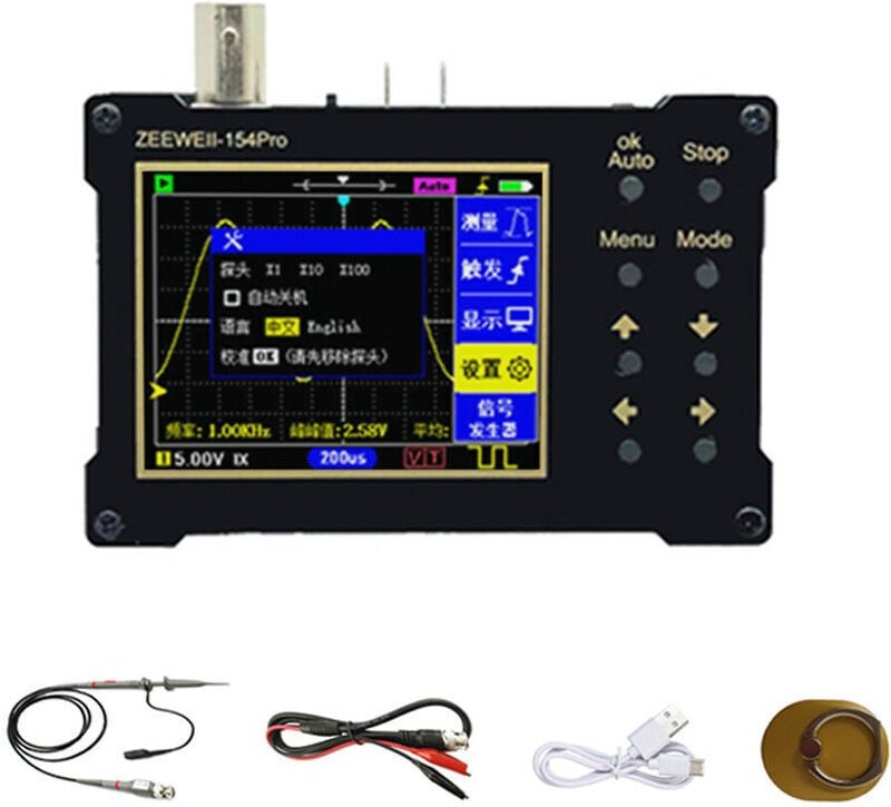 320240 Auflösung 2,4 Zoll TFT-Farbbildschirm Digitales Oszilloskop 40MSa/s Abtastrate Unterstützung Signalgenerator (18M...