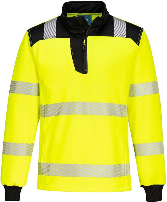 Sweatshirt Halb-Reißverschluss PW3 Hi-Vis Gelb/Schwarz XL