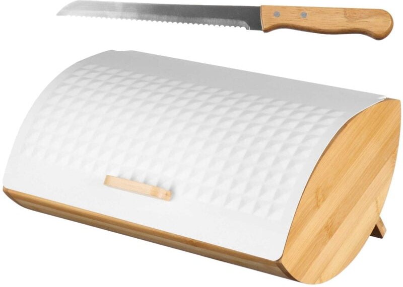 BRUNBESTE Cosmic BB-2691 Brotkasten aus Bambus und Stahl, weiß