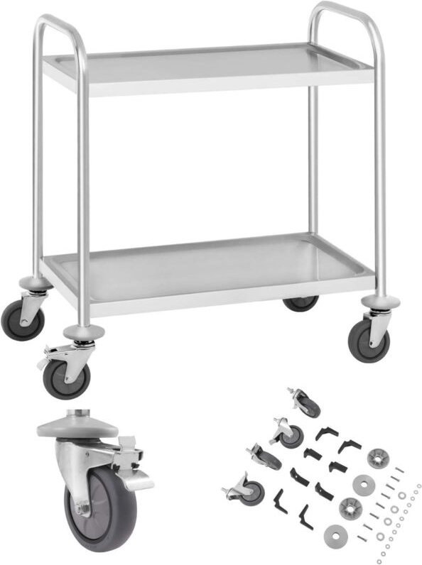 Royal Catering - servierwagen Küchenwagen Transportwagen 2 Borde 150 kg Teewagen Abräumwagen Neu