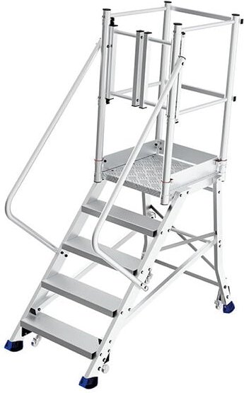 Thumbnail - Mobile Plattformtreppe 8 Stufen - Maximale Arbeitshöhe. 3.60m - 4 rollen resc - ESP308-PTP-R