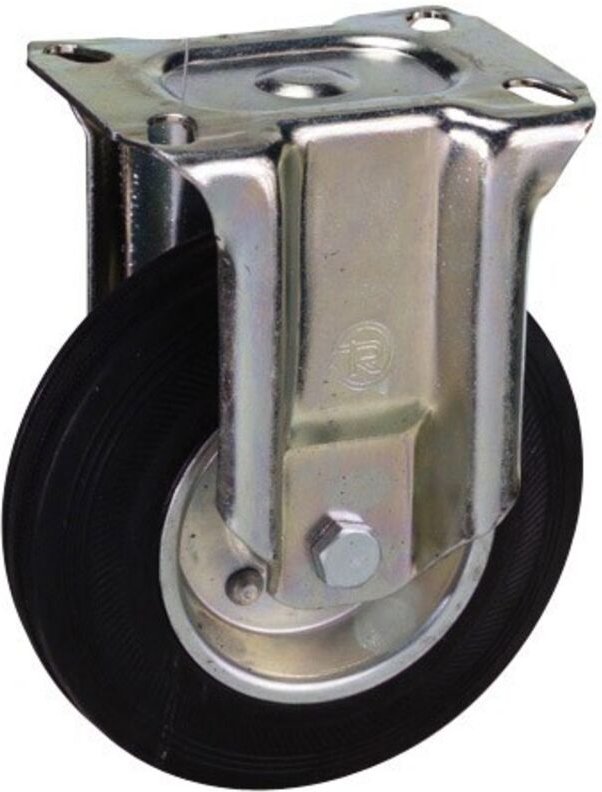 Festes Industrierad aus schwarzem Gummi, 80 mm.