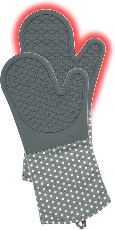 WENKO Topfhandschuhe Silikon Grau, 1 Paar, Grau, Baumwolle grau weiß, Silikon grau