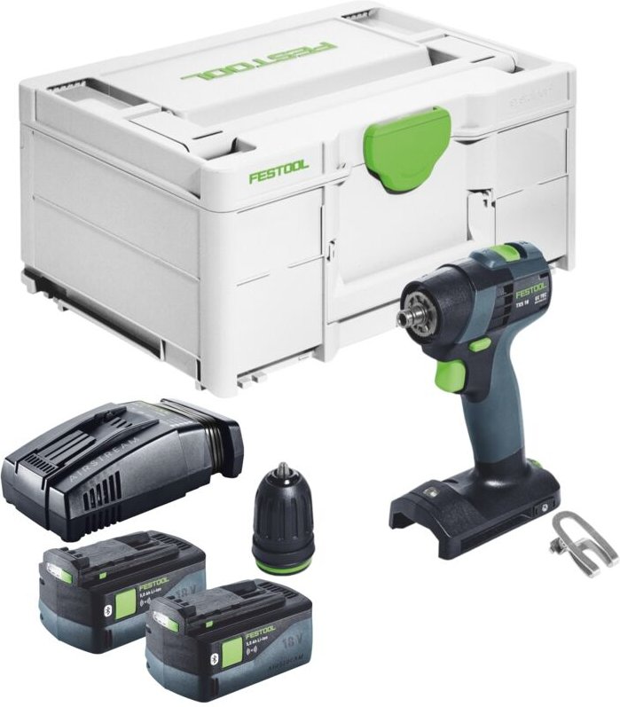 Festool TXS 18-Basic Akku Bohrschrauber 18 V 40 Nm Brushless + 2x Akku 5,0 Ah + Schnellladegerät + Systainer