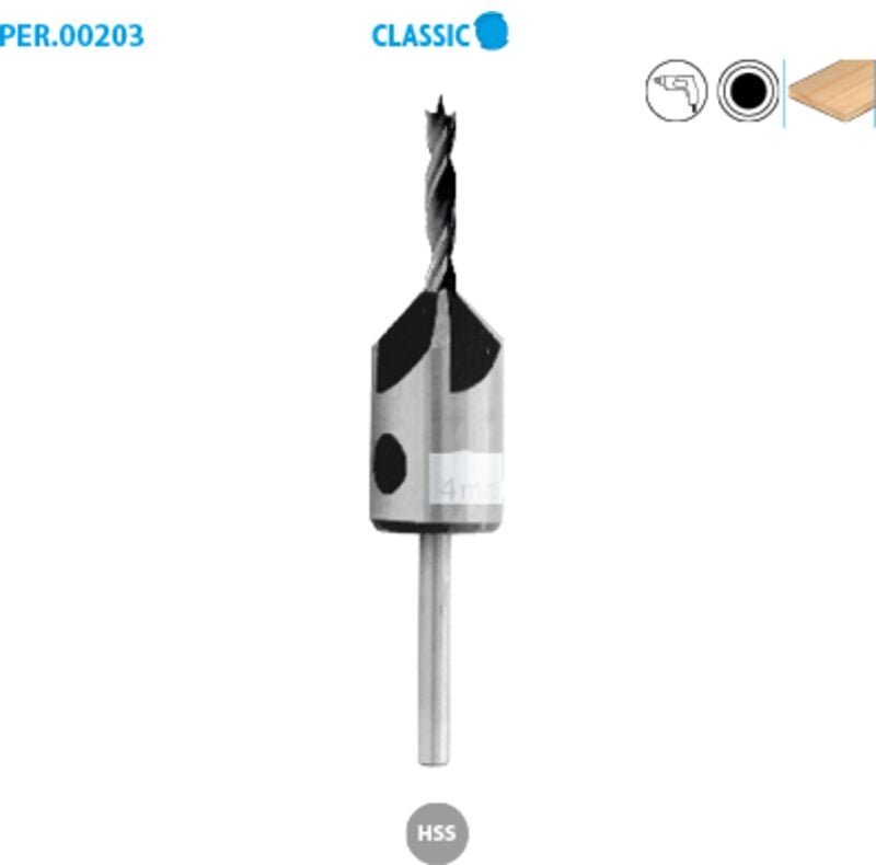 Helikale Forstnerbohrer + HSS-Holzbohrer Fräser Classic ø 3 mm Länge 60 mm Nutzlänge 30 mm