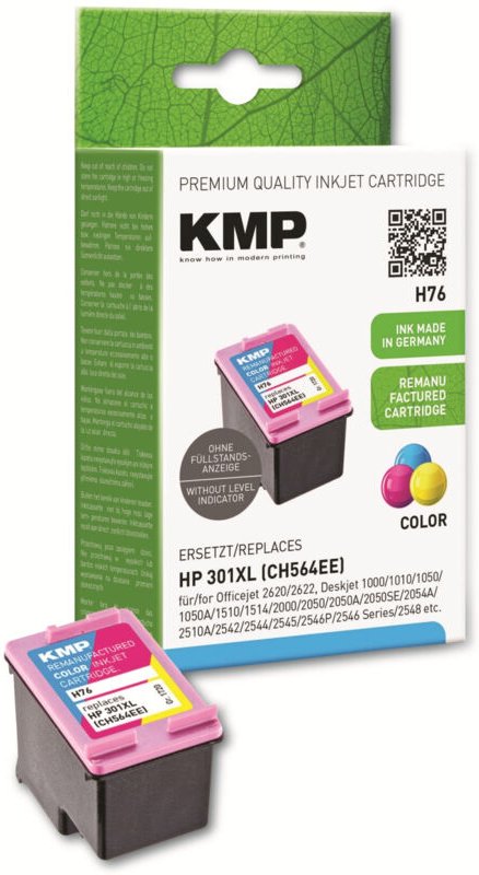 KMP Tintenpatrone kompatibel für HP 301XL (CH564EE), 3-Color