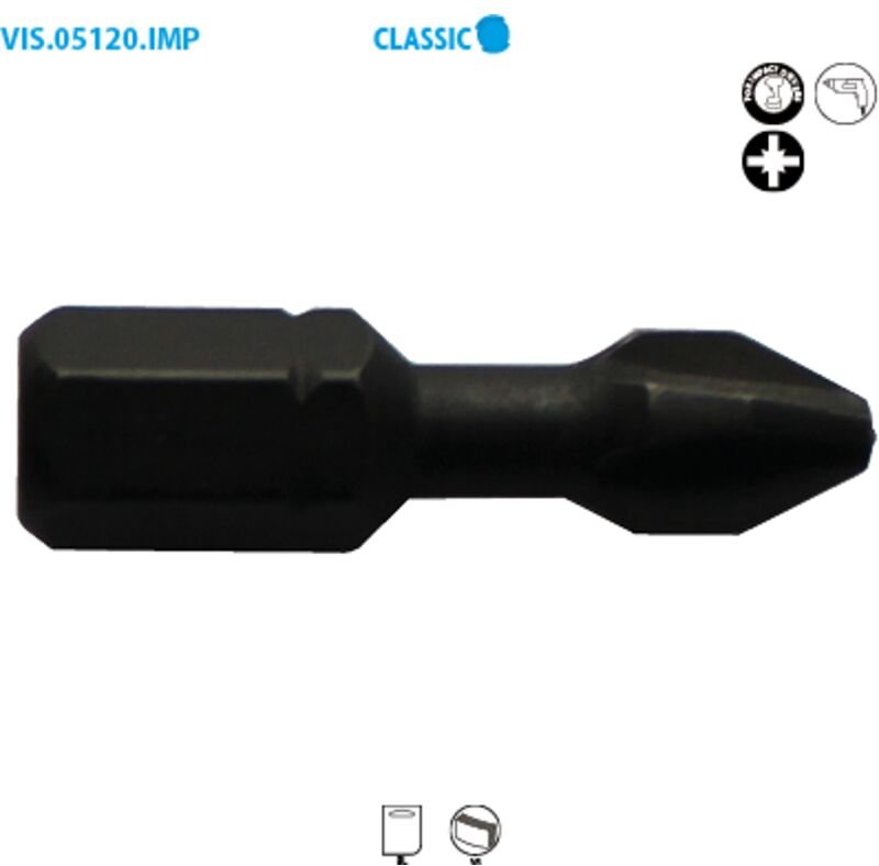 Schraubendreheraufsatz Serie 1/4'' - POZIDRIV® Impact Classic PZ Nr. 1 Lang. 25, Packung mit 15