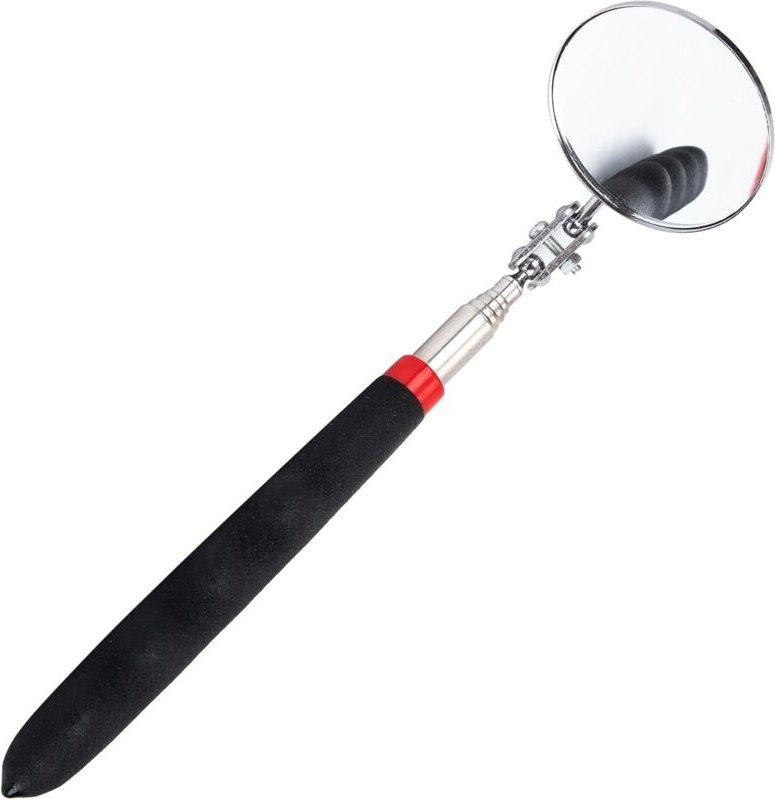 Jalleria - Verstellbarer Inspektionsspiegel für Automechaniker, 360 Grad drehbar, Teleskop bis 72 cm, Schwarz