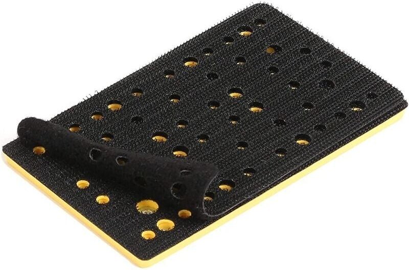 Schleifpad mittlerer Härte + Schutzrückseite, 81 x 133 mm, Klettverschluss für Exzenterschleifer, 46 Löcher für staubfre...