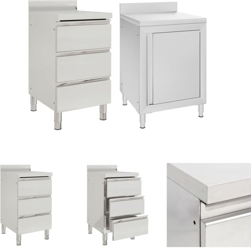 Gastro-Küchenschränke 2 Stk. Edelstahl - Gastronomie - The Living Store