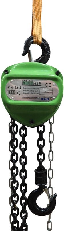 Baumarktplus - Kettenzug triangel 1 t Tragkraft - 12 m Hubhöhe - Doppelbremse hsc Flaschenzug Hebezug Seilzug