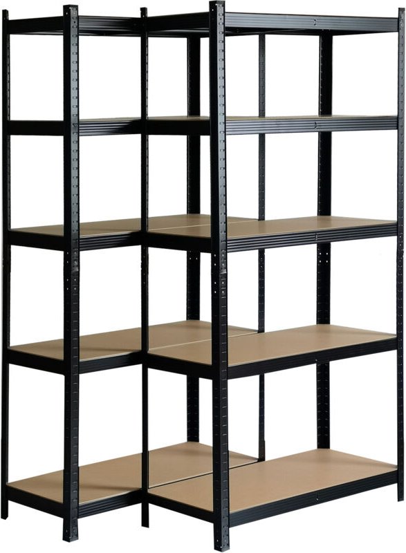 Pack 2 Metallregale CATTERHOUSE Hans Plus 90x40x180 cm Farbe Schwarz mit 5 verstellbaren Einlegeböden Trägt bis zu 875 k...