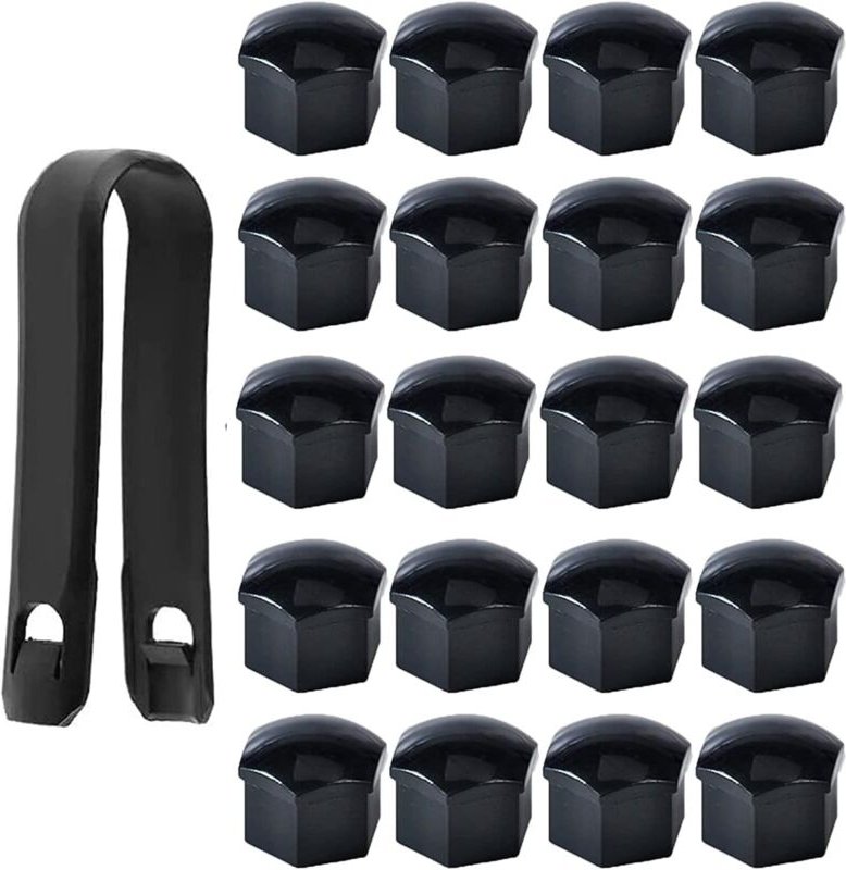 20 Stück 17-mm-Radmutterkappen, Radschraubenmutterabdeckungen, Sechskant-Reifenmutterabdeckungen mit Entfernungswerkzeug...