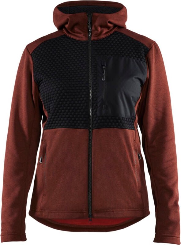 Arbeits-Sweatshirt mit Reißverschluss für Damen 3542 – Ziegelrot/Schwarz L