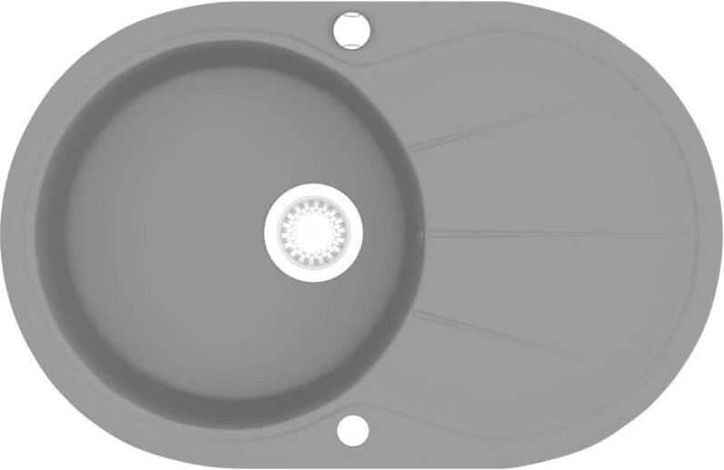 Granitspüle Einzelbecken Oval Grau - Vidaxl