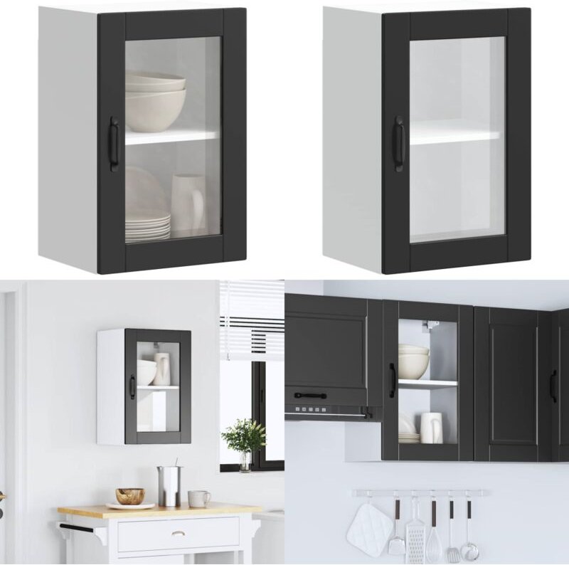 Küchen-Hängeschrank mit Glastür Porto Schwarz - Vidaxl