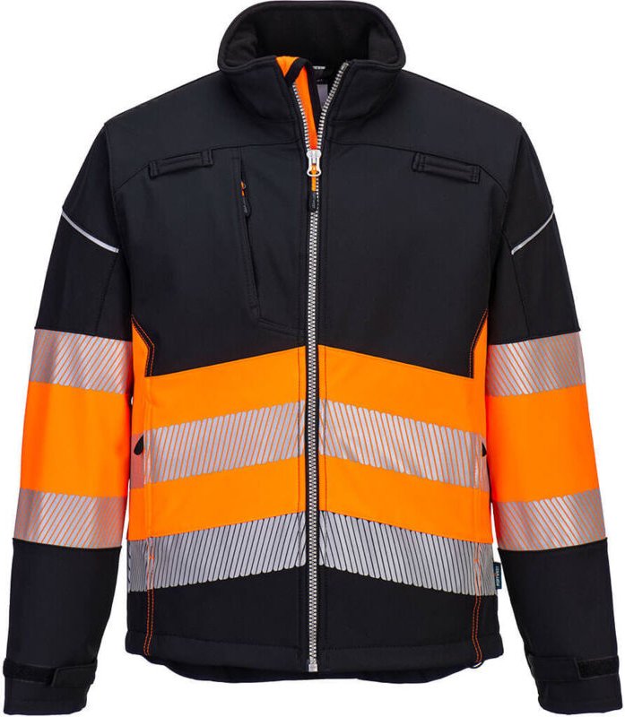 Softshell-Jacke PW3 Hochsichtbarkeit Klasse 1 Schwarz/Orange 3XL
