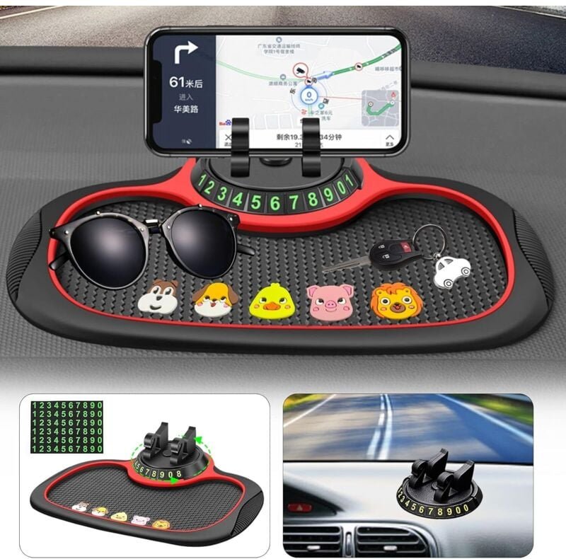 Thumbnail - Anti-Rutsch-Automatte, 3-in-1-Anti-Rutsch-Autotelefonmatte, rutschfeste Armaturenbrett-Aufbewahrungsmatte, mit 360° dreh...