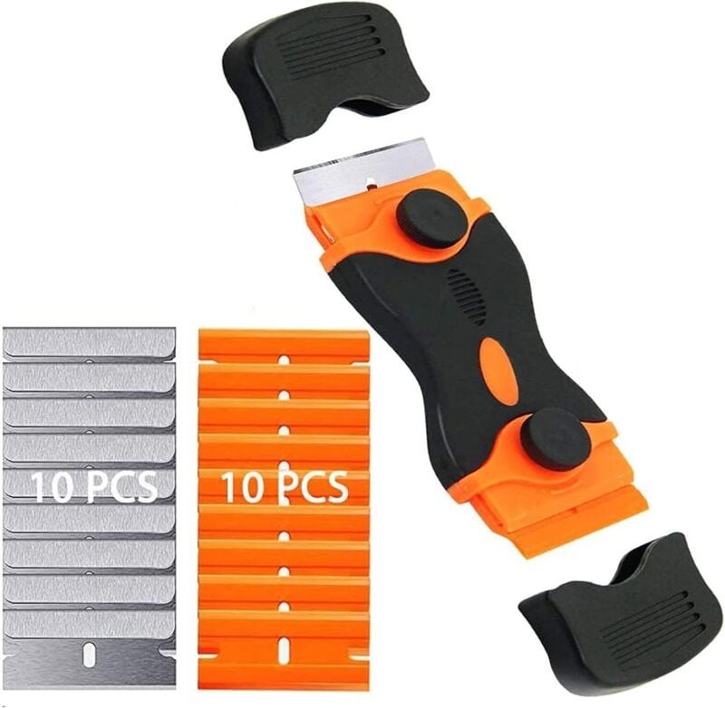 Schaber für Glaskeramikplatten + 20 Klingen, Mehrzweck-Glasschaber, Glaskeramikplattenschaber für die Reinigung von Fens...