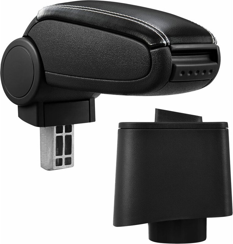 Mittelarmlehne VW Polo V 6R ab 2009 mit Staufach Kunstleder Schwarz mit weißen Nähten pro.tec