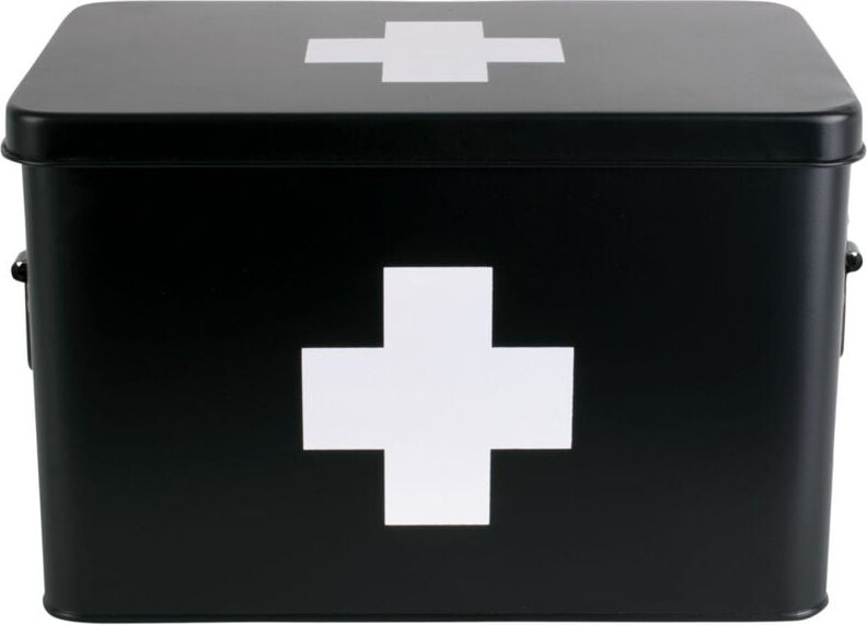 Erste Hilfe Kasten aus Metall, aktuelle Zeit, present time, 31,5 x 19 x 21 cm