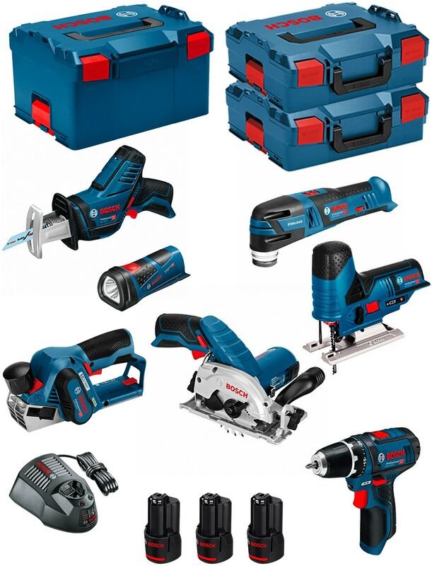 Bosch - Kit 12V BMK7-28FD3 (gsr 12V-15 + gks 12V-26 + gst 12V-70 + gop 12V-28 + gsa 12V-14 + gli 12V-80 + gho 12V-20 )