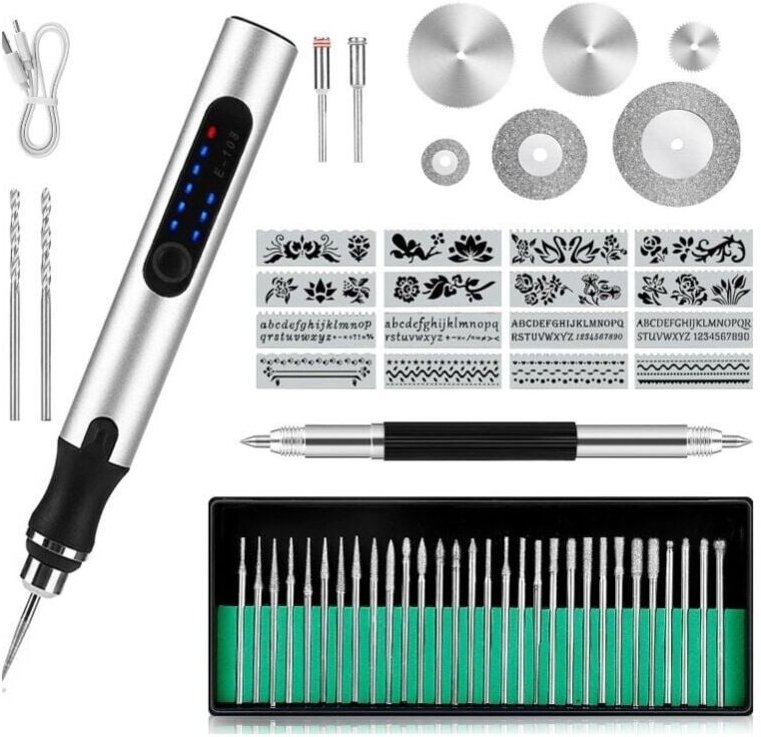 Stylo Graveur Électrique Sans Fil, Outil de Gravure Multifonction, Mini Outil Graver Bricolage, Outil Rotatif Bricolage ...