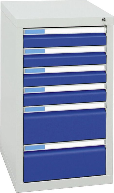 Stumpf - Schubladenschrank Serie esta, 6 Schubladen enzianblau (4x100, 2x200mm)