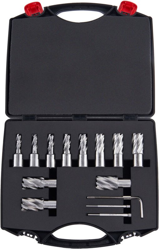 Ringschneider-Set, 13-teiliges Weldon-Schaft-Magnetbohrer-Set, 1 Zoll Schnitttiefe, Durchmesser von 7/16 Zoll bis 1-1/16...