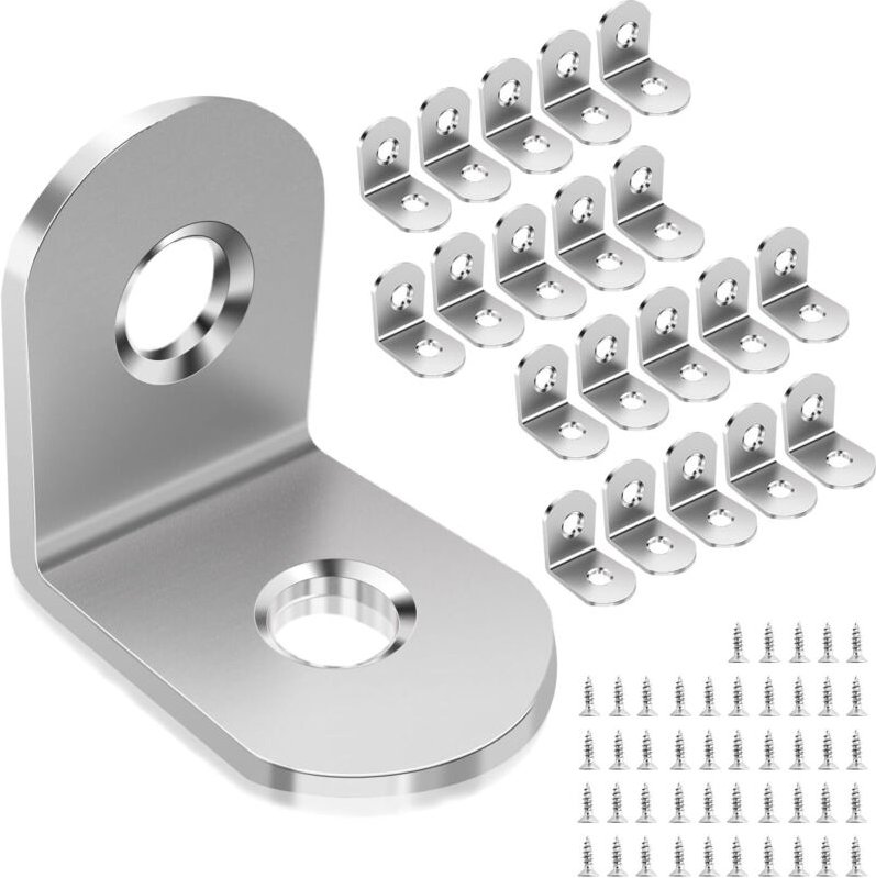 Metall-Befestigungshalterung, Edelstahl-Metallhalterung für Möbelreparatur – Set mit 20 Befestigungsklammern 20 x 20 mm ...