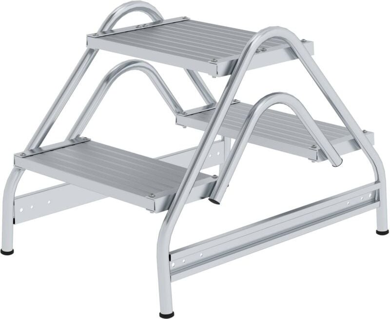 Günzburger Steigtechnik - Arbeitspodest beidseitig begehbar Aluminium geriffelt 2 x 2 Stufen - 050059