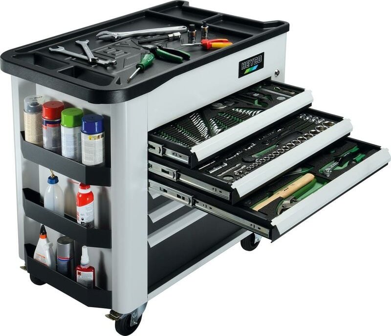 Heyco - 01128000300 Werkzeugsortiment in Werkstattwagen, 3 Module, 190-tlg.
